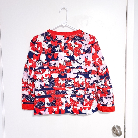 RENA LANGE 100% Cotton Red Eyelet Floral Boho Butterfly Blazer size 8 - Picture 2 of 8